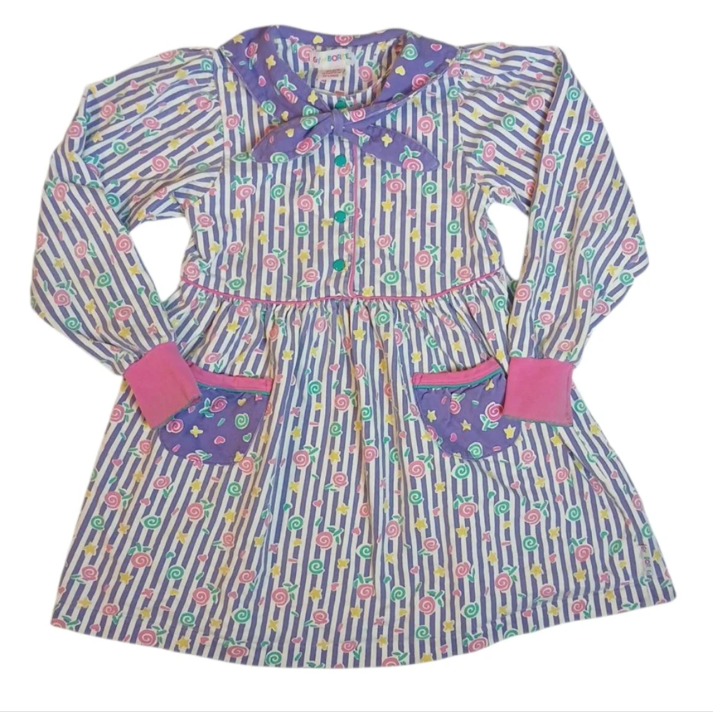 VTG 90's‎ Gymboree Girls XXL Fun Swirls Long Sleeve Dress